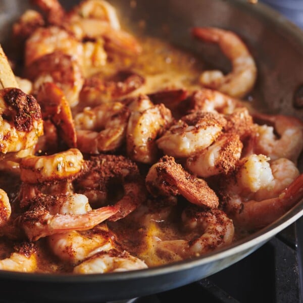 Creole Shrimp in a skillet.