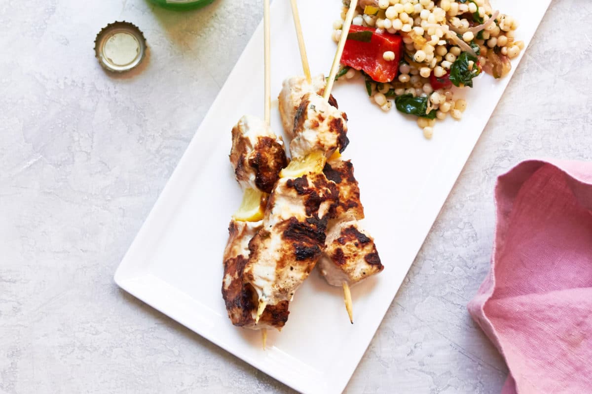 Fork-In-The-Road Marinated Chicken Kebabs / Katie Workman / themom100.com / Photo by Mia