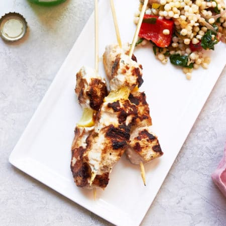 Fork-In-The-Road Marinated Chicken Kebabs / Katie Workman / themom100.com / Photo by Mia