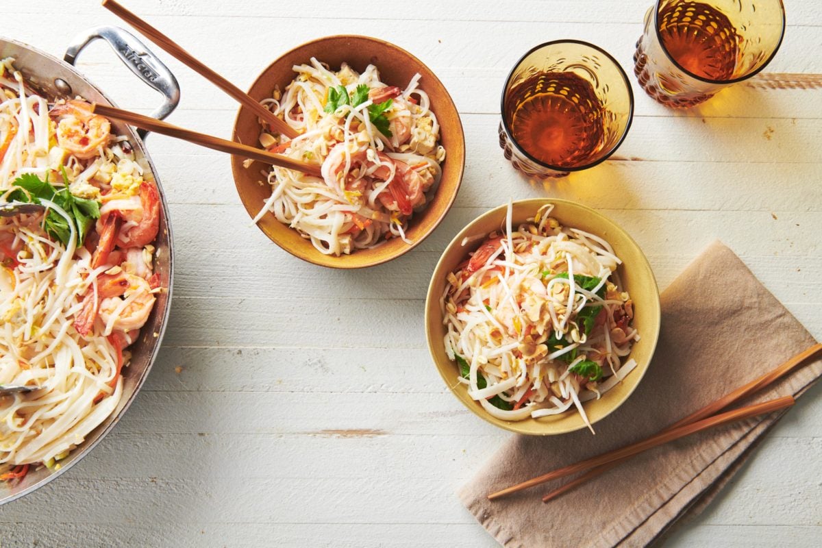 Two bowls of Pad Thai.