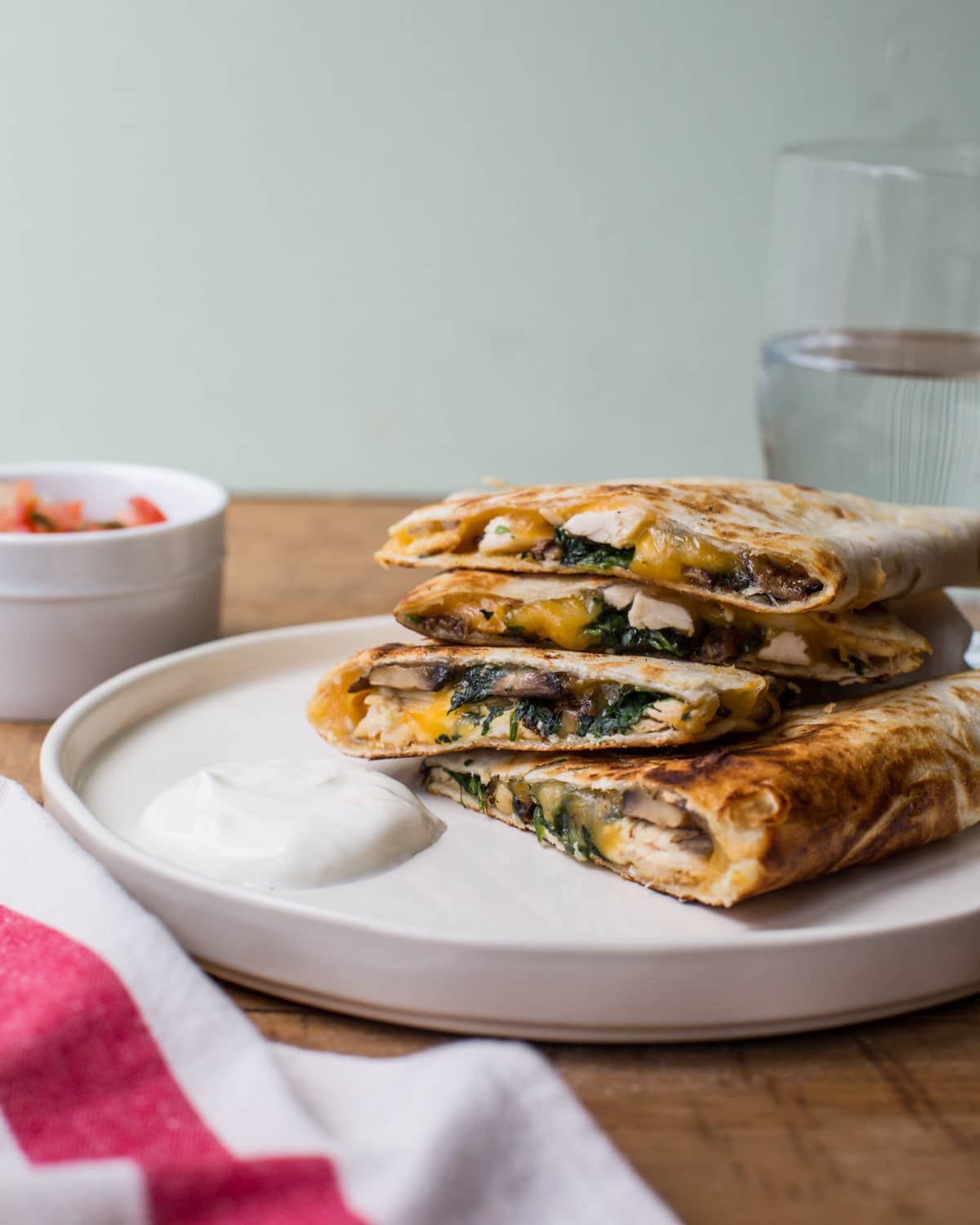 Spinach, Mushroom, and Chicken Quesadillas / Sarah Crowder / Katie Workman / themom100.com