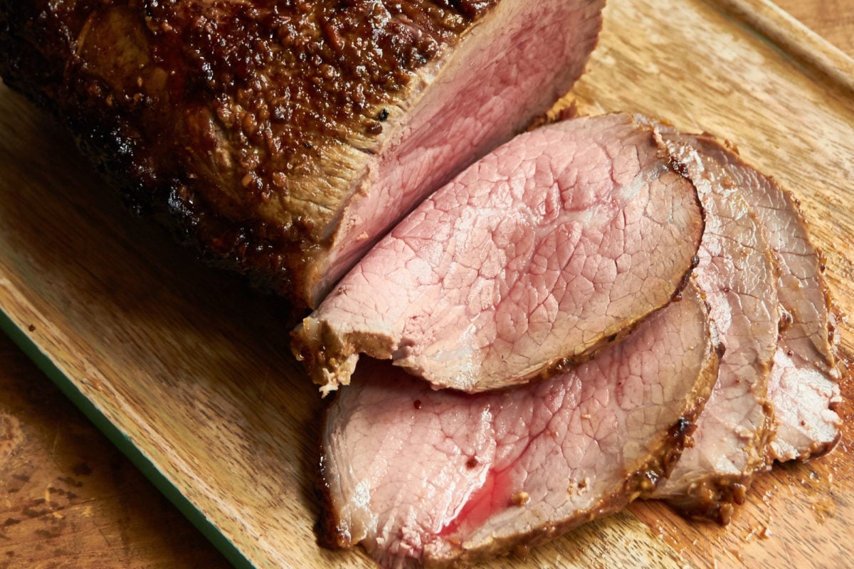 Roast Beef with Mustard Garlic Crust and Horseradish Sauce