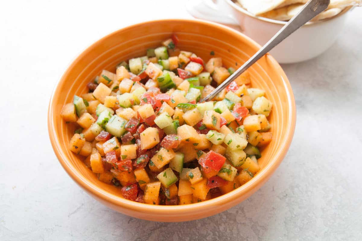 Corn, Cucumber and Cantaloupe Salsa / Photo by Kerri Brewer / Katie Workman / themom100.com