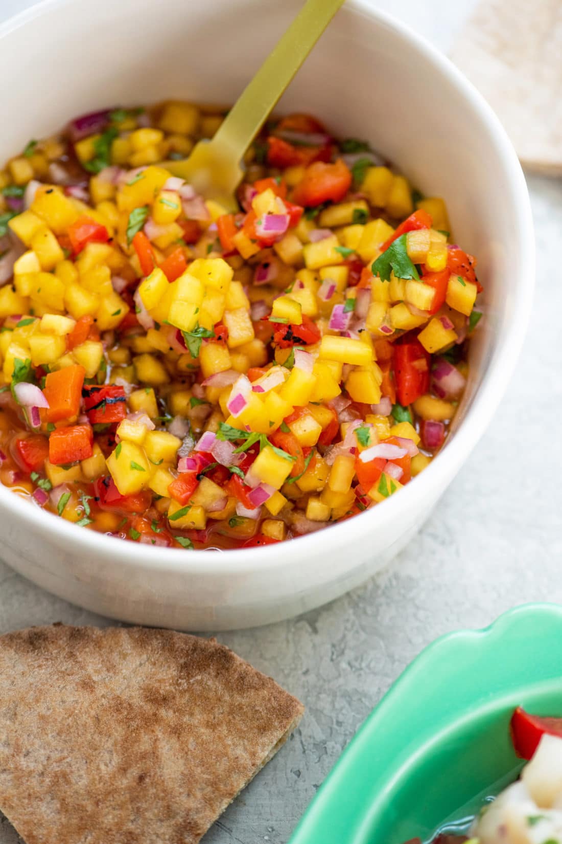 Peach and Roasted Red Pepper Salsa / Katie Workman / themom100.com / Photo by Cheyenne Cohen