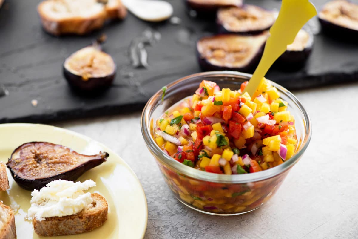 Peach and Roasted Red Pepper Salsa / Katie Workman / themom100.com / Photo by Cheyenne Cohen