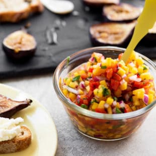 Peach and Roasted Red Pepper Salsa / Katie Workman / themom100.com / Photo by Cheyenne Cohen