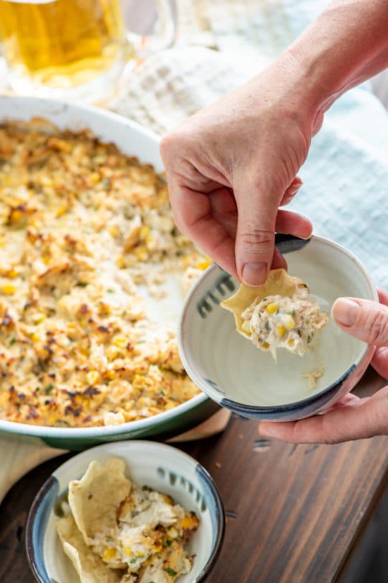 Hot Crab and Corn Dip / Katie Workman / themom100.com / Photo by Cheyenne Cohen