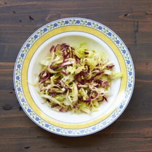 Radicchio salad in colorful bowl.