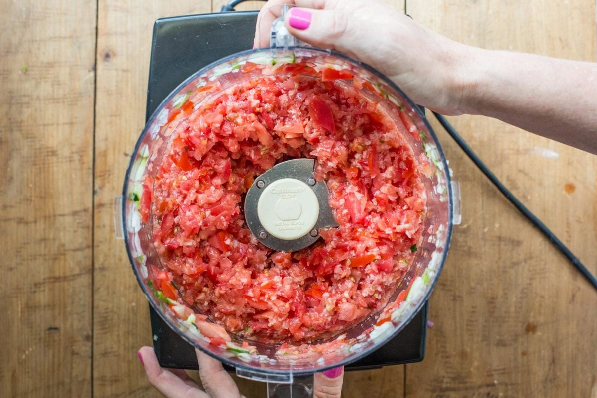 Tomatoes in the food processor