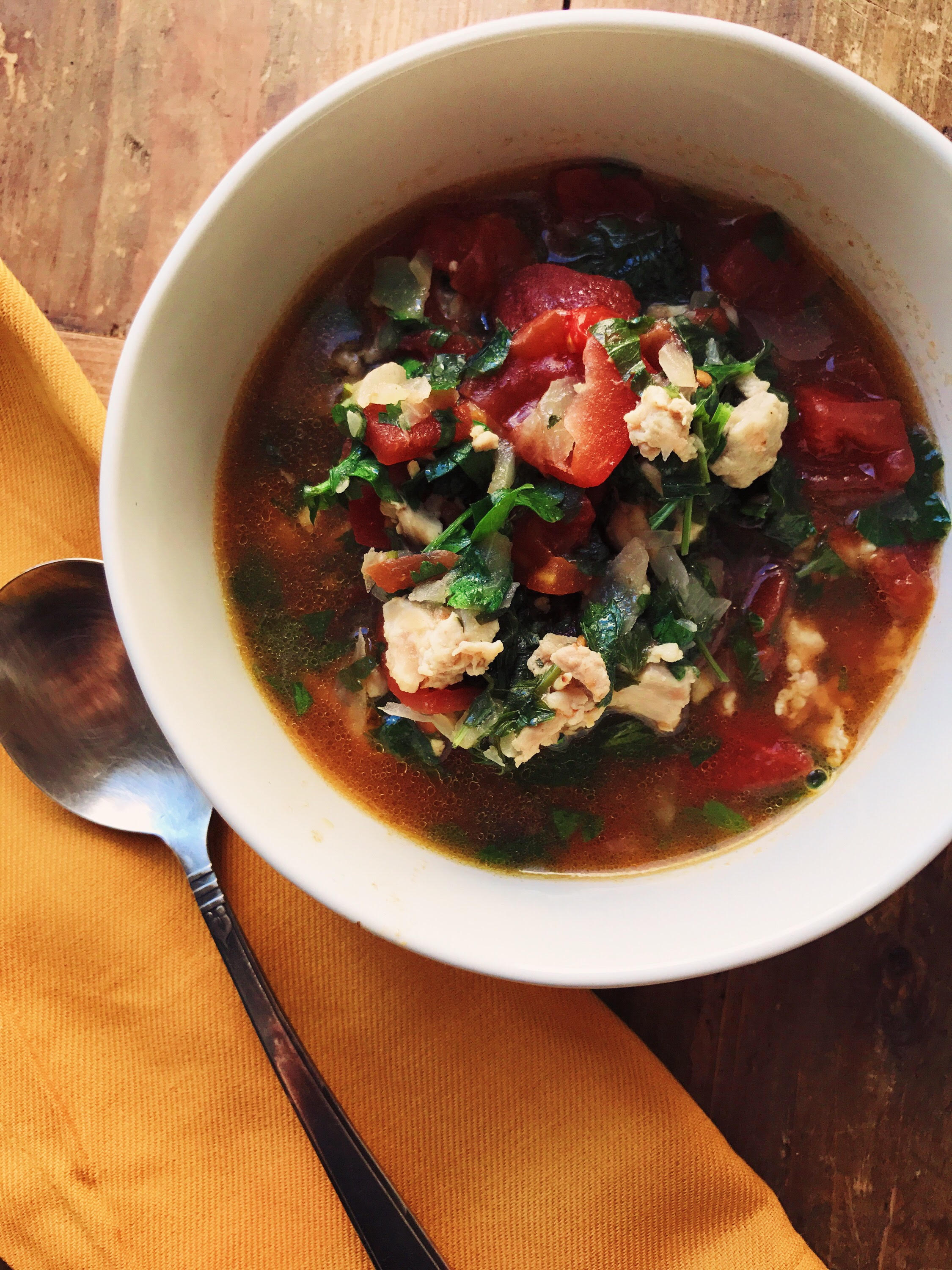 Chicken Tomato Soup in a bowl.