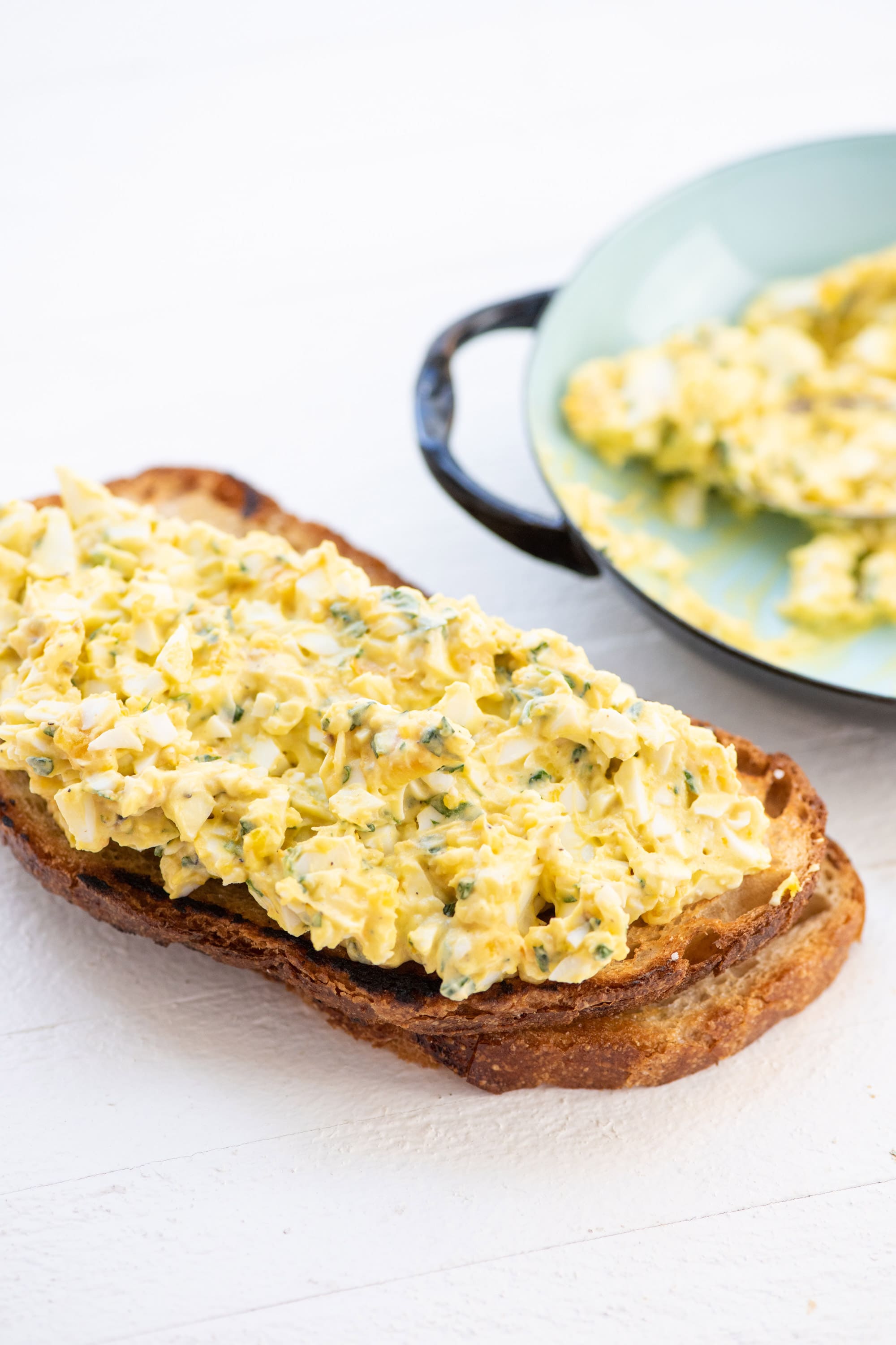 Simple Orange Basil Egg Salad on toast.