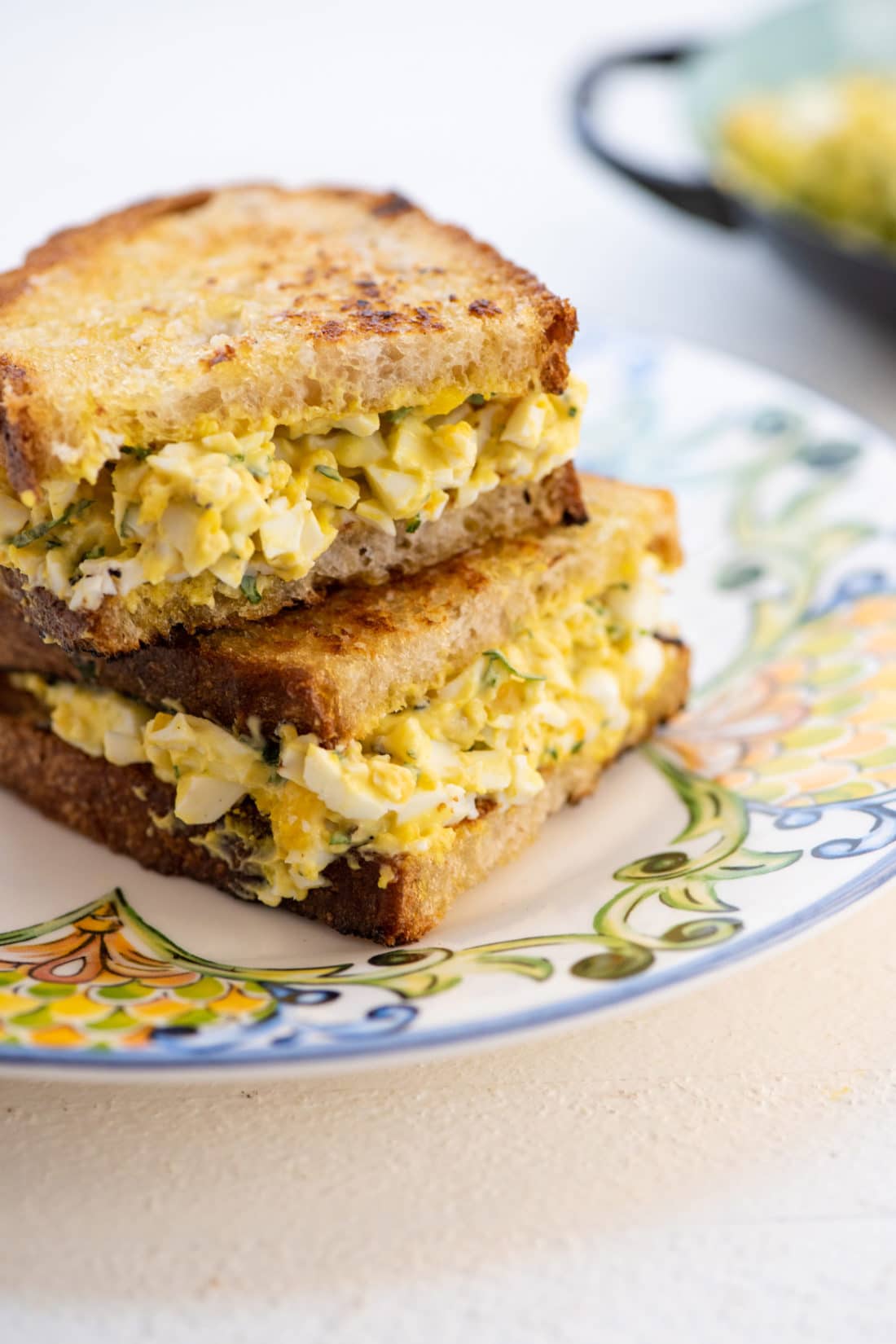side view of an egg salad sandwich