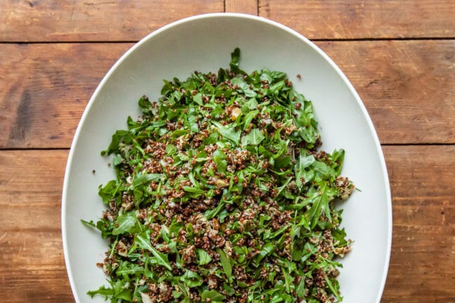 Red Quinoa Salad with Arugula, Artichoke Hearts, and Olives / Carrie Crow / Katie Workman / themom100.com