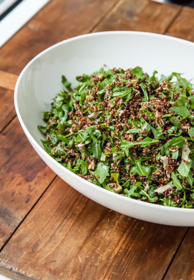 Red Quinoa Salad with Arugula, Artichoke Hearts, and Olives / Carrie Crow / Katie Workman / themom100.com