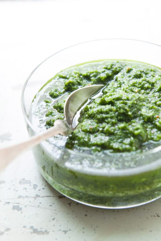 Ramp Chimichurri Sauce / Photo by Kerri Brewer / Katie Workman / themom100.com