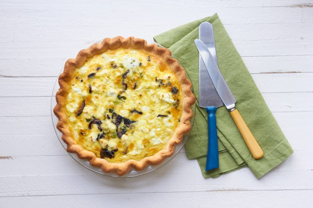 Leek, Mushroom and Goat Cheese Quiche / Mia / Katie Workman / themom100.com