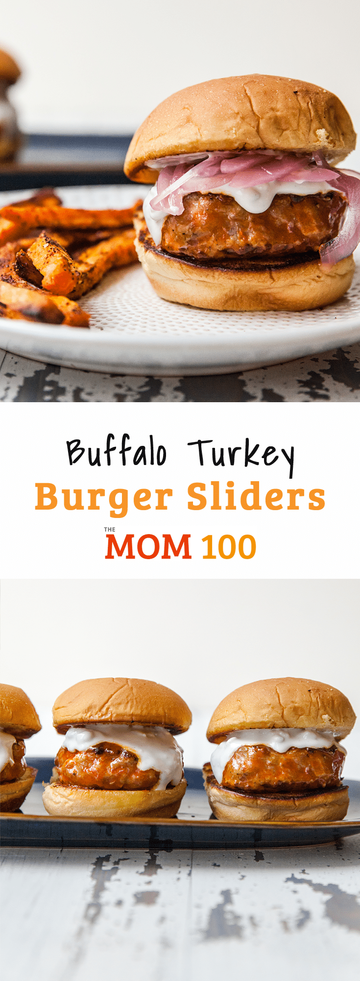 Buffalo Turkey Burger Sliders / Easy buffalo turkey burger sliders that will quickly become part of your regular rotation. Who doesn't love the idea of comfort-bar food at home?