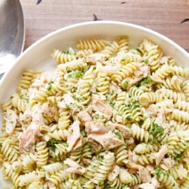 Pasta and Salmon Salad with Ramp Dressing