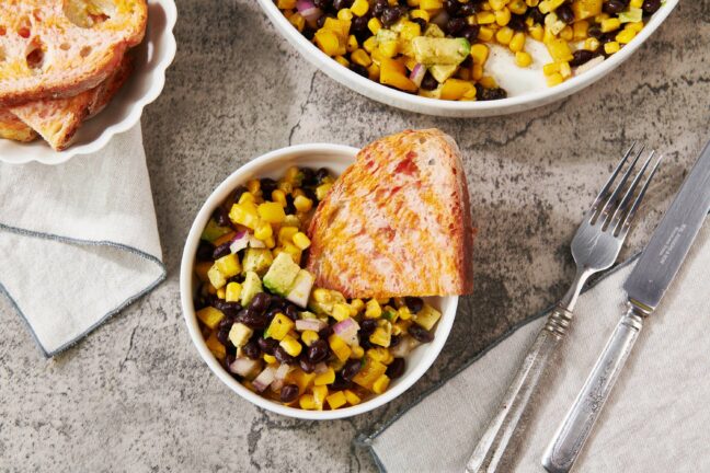 Southwest Black Bean and Corn Salad with Spanish Tomato Bread