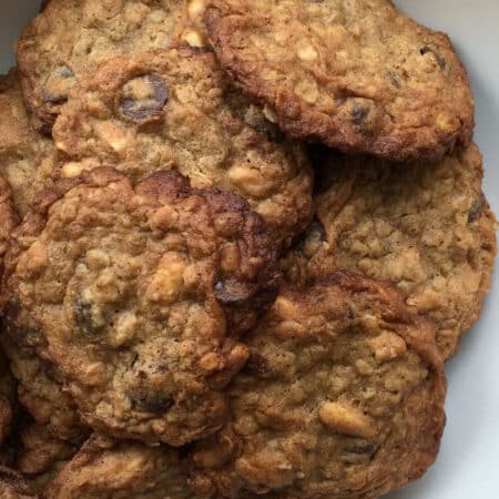 Peanut Butter Chocolate Chip Oatmeal Cookies on plate
