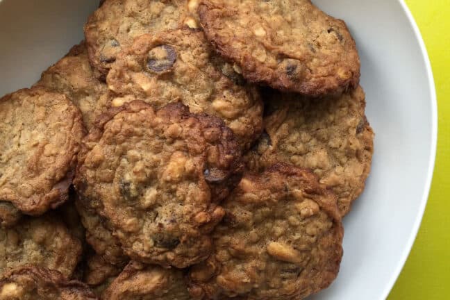 Peanut Butter Chocolate Chip Oatmeal Cookies on plate