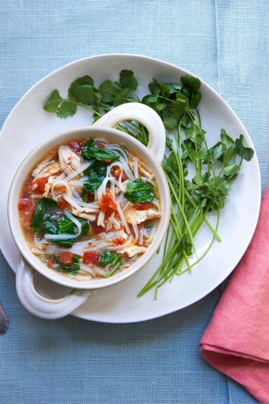 Spicy Thai Chicken and Rice Noodle Soup / Mia / Katie Workman / themom100.com