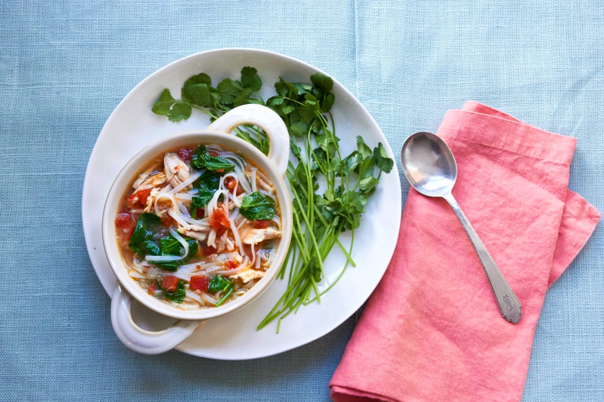 Spicy Thai Chicken and Rice Noodle Soup / Mia / Katie Workman / themom100.com