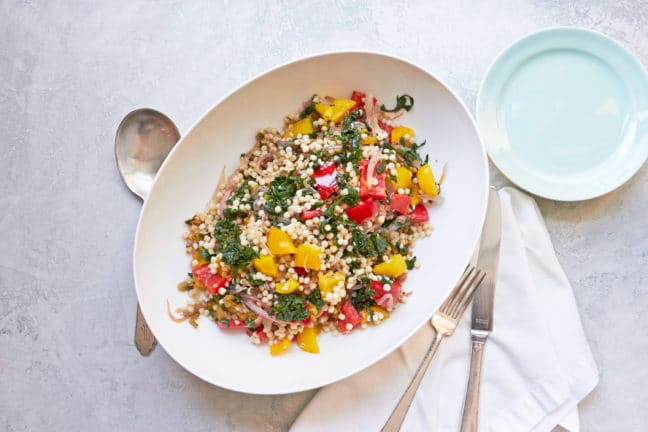 Mediterranean Couscous, Swiss Chard and Peppers / Mia / Katie Workman / themom100.com