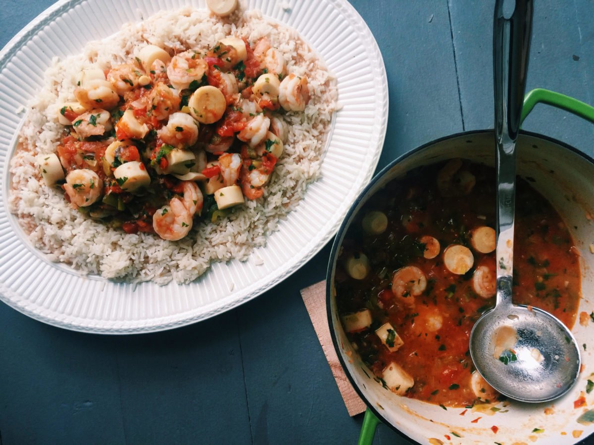 Casserole of Shrimp and Hearts of Palm (Camarões com Palmito) / Katie Workman / themom100.com