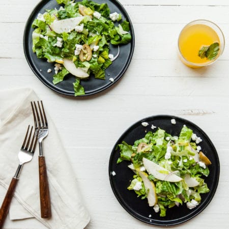 Romaine, Pear and Goat Cheese Salad / Photo by Carrie Crow / Katie Workman / themom100.com