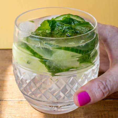 gin and tonic with mint and cucumber