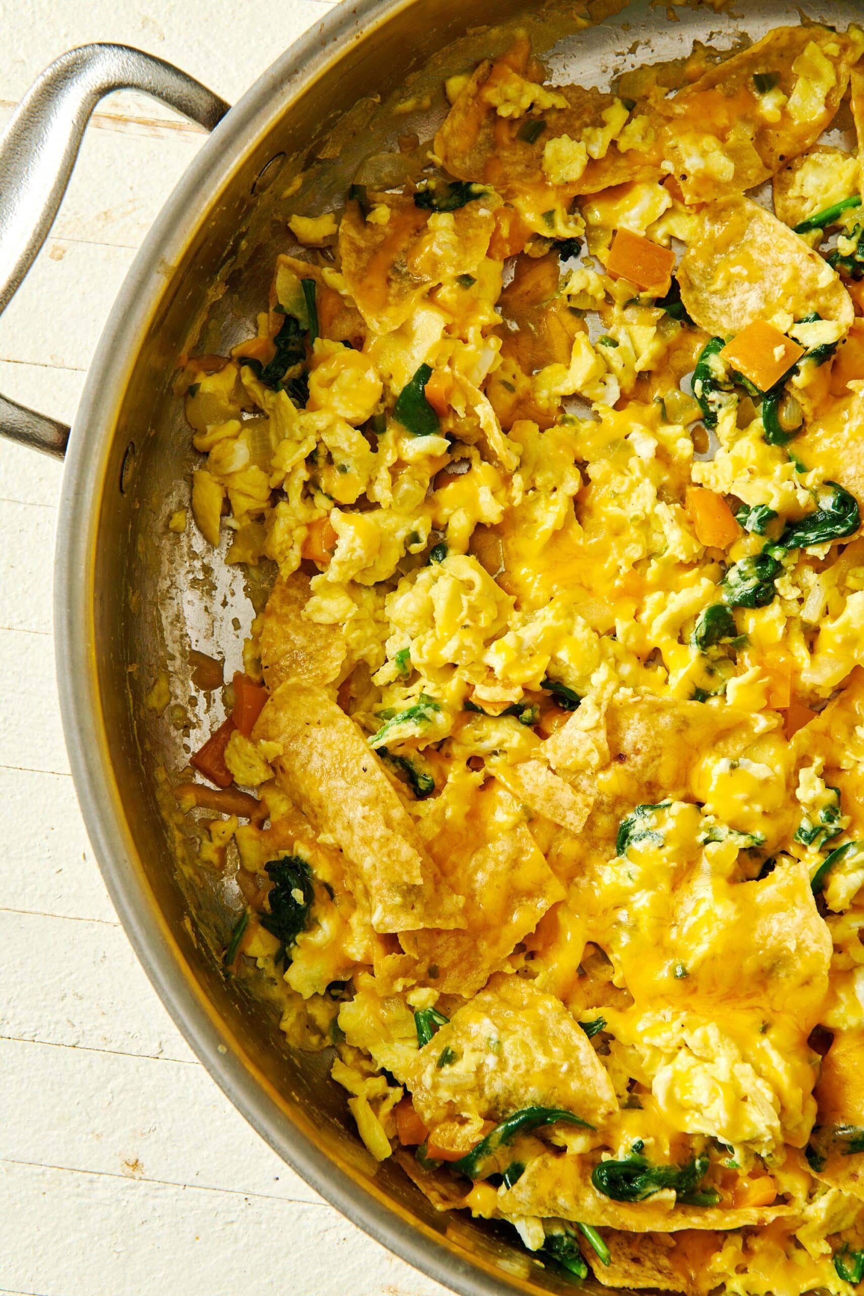 Skillet of brightly-colored Migas.