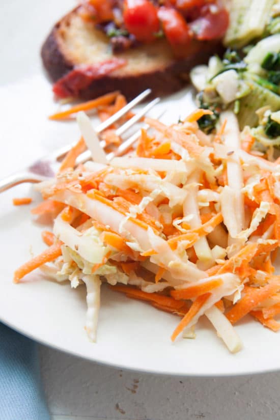 Carrot, Cabbage and Kohlrabi Slaw with Miso Dressing / Photo by Kerri Brewer / Katie Workman / themom100.com