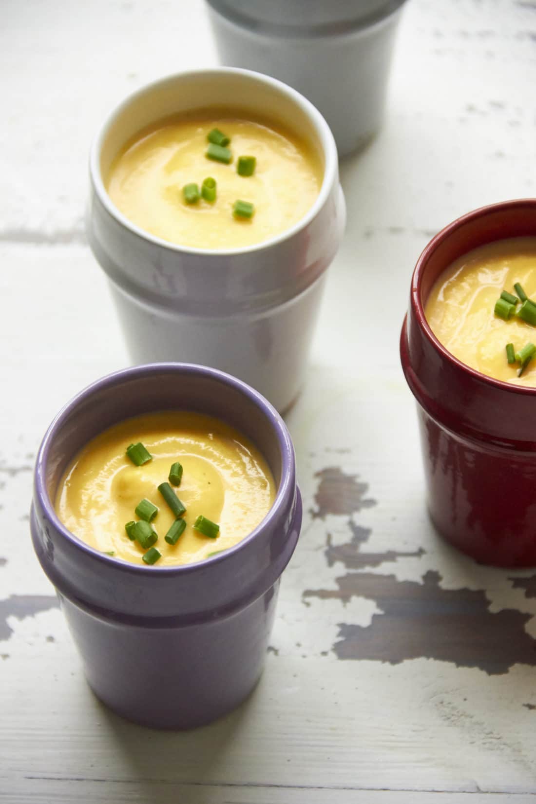 Cups of Butternut Squash and Fennel Soup.