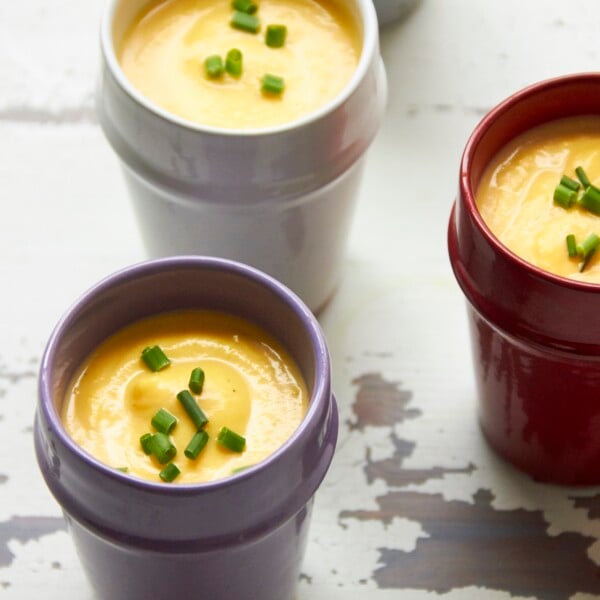 Cups of Butternut Squash and Fennel Soup.