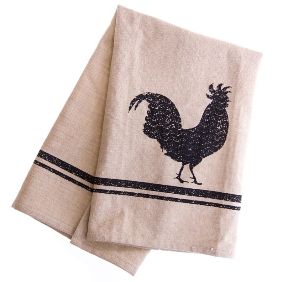 Cracker Barrel Black and Tan Rooster Kitchen Towel / Cracker Barrel