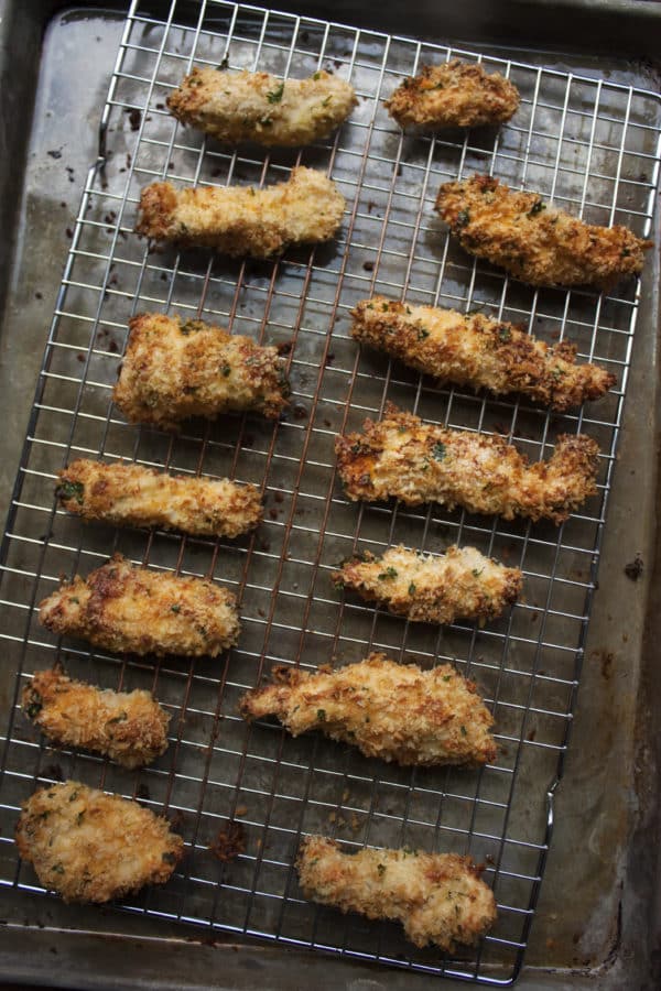 Crispy Chicken Strips with Apricot Mustard Dipping Sauce / Laura Agra / Katie Workman / themom100.com