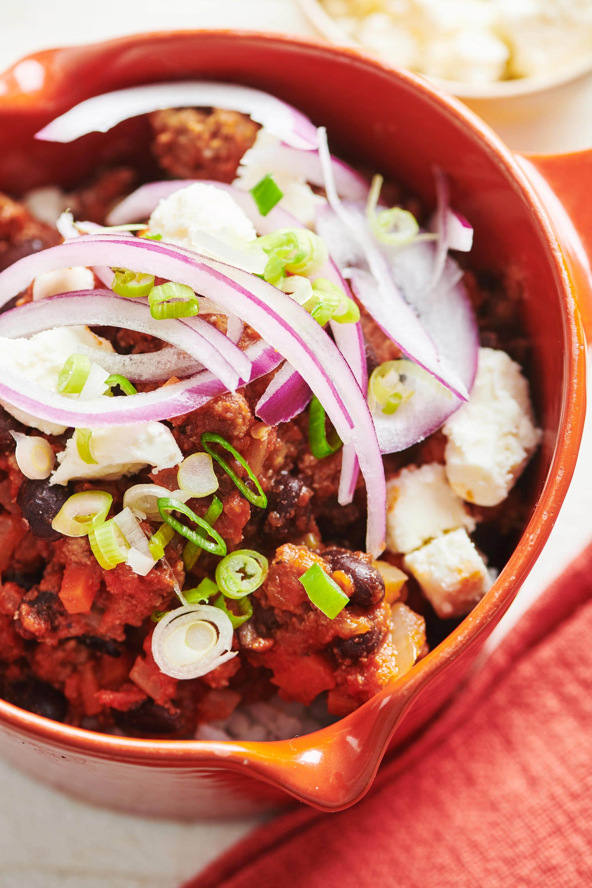 Bowl of Beef, Black Bean and Jalapeno Chili.