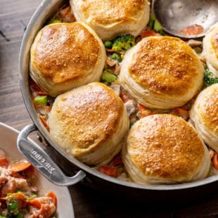 Salmon and Vegetable Biscuit Pot Pie Casserole