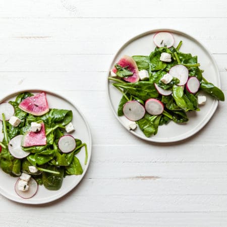 Spinach and Radish Salad with Feta / Carrie Crow / Katie Workman / themom100.com