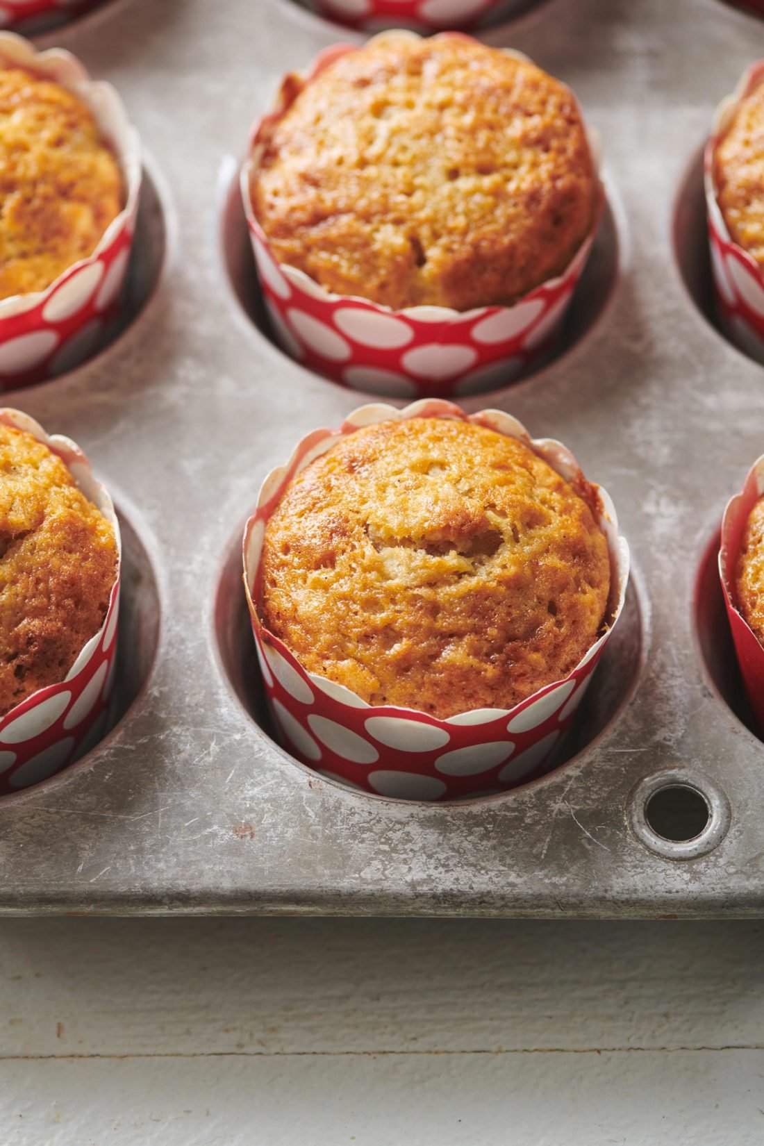 Banana Cupcakes in a muffin pan.