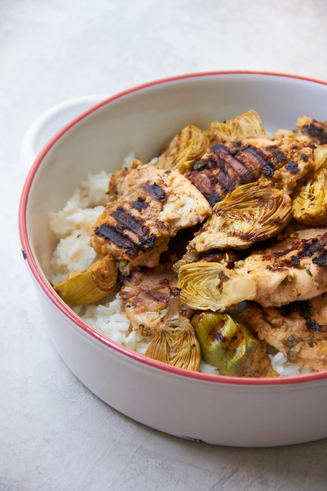 Grilled Lemony Chicken and Baby Artichokes / Mia / Katie Workman / themom100.com