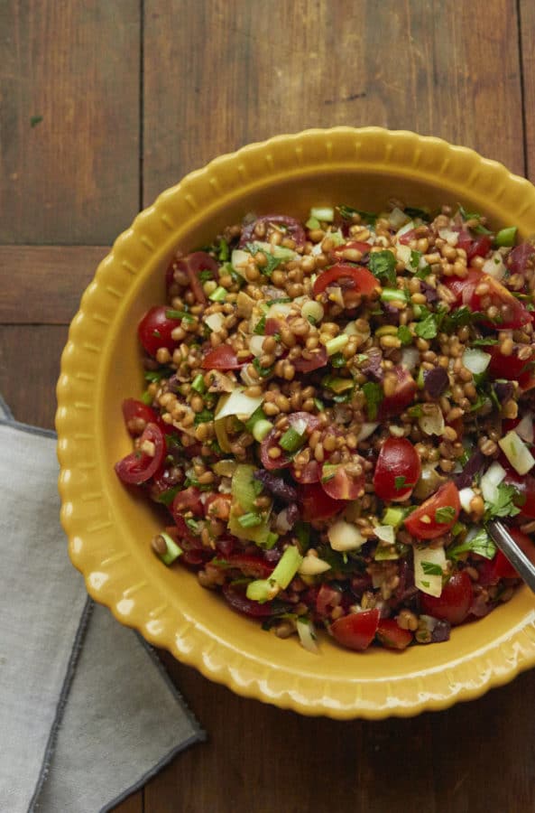 Mediterranean Tomato Wheat Berry Salad with Fresh Herbs / Mia / Katie Workman / themom100.com