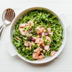 Salmon, Arugula, and Avocado Salad with Lemon Vinaigrette / Carrie Crow / Katie Workman / themom100.com