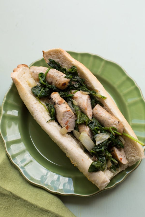 Chicken Sausage and Sautéed Greens Sub / Sarah Crowder / Katie Workman / themom100.com