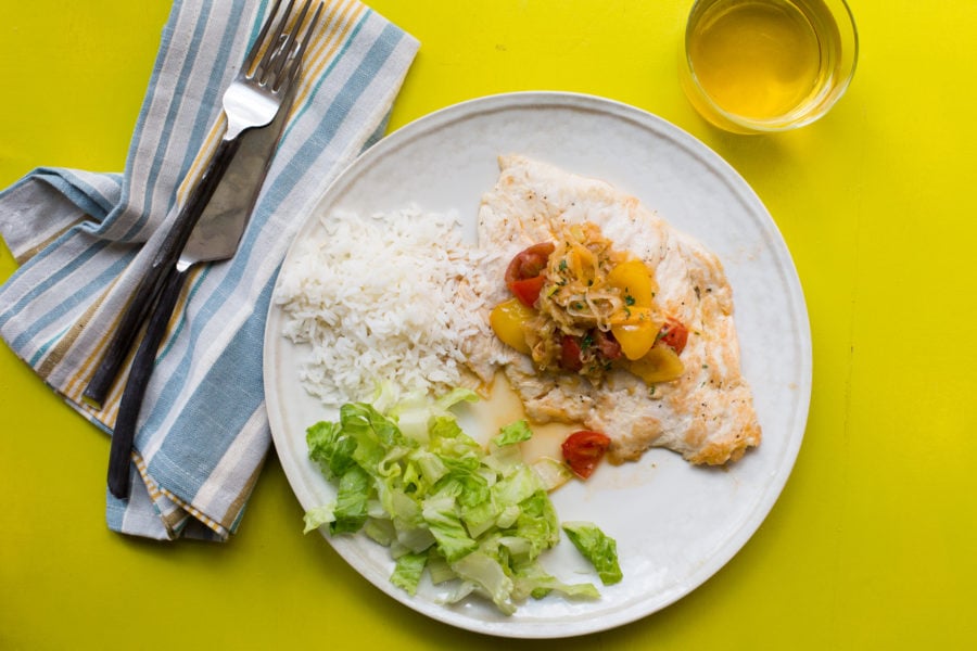 Chicken with Tomato and Leek Pan Sauce with Jasmine Rice / Sarah Crowder / Katie Workman / themom100.com