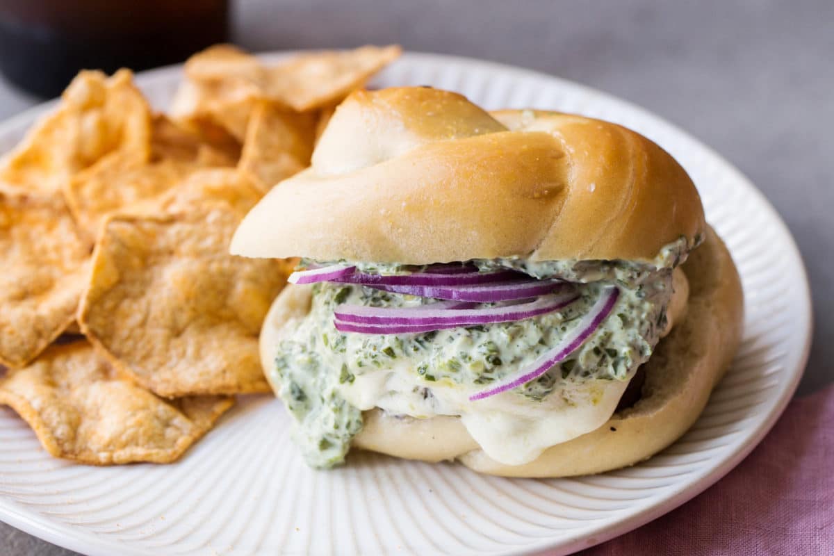 Grilled Cheeseburgers with Herb Sauce