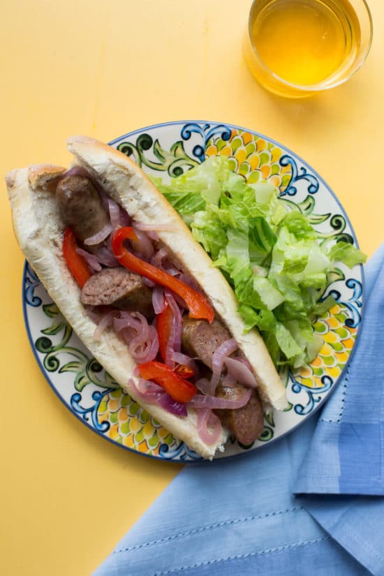 Sausage, Onions and Pepper Sub Sandwich 