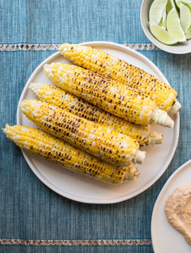 Grilled corn on a plate