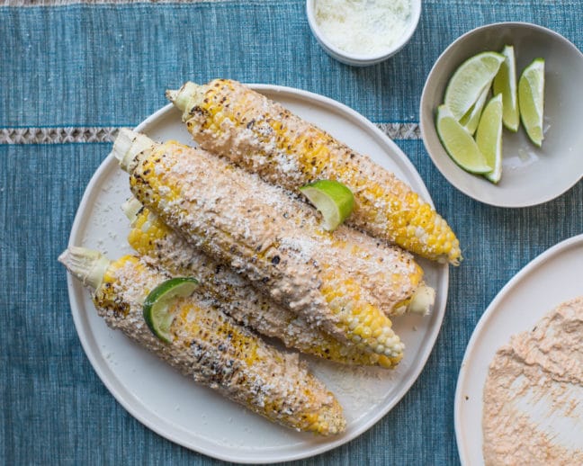 Grilled Mexican Street Corn with limes